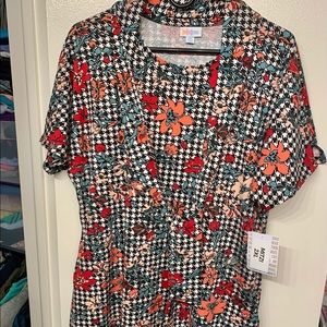Lularoe Mitzi 2XL b&w, gr, red, orange, peach
